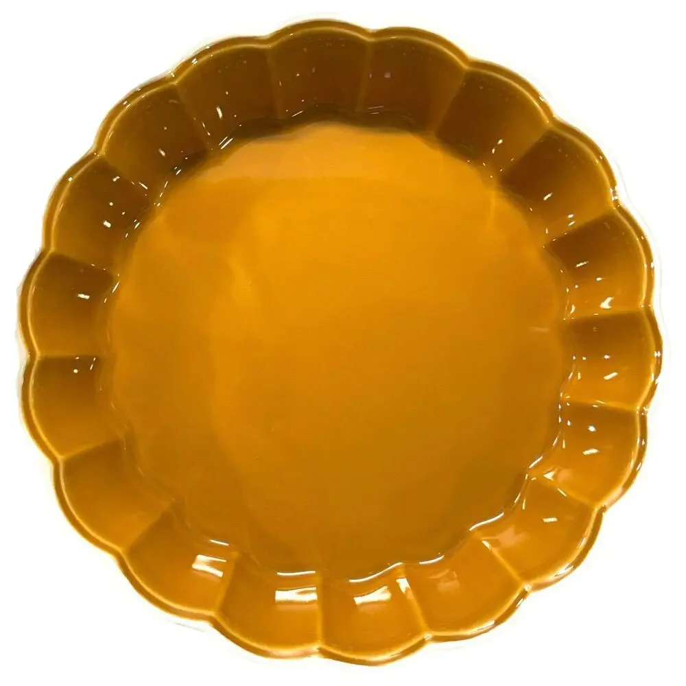 Crate & Barrel CARMAL 10.5” Pie Serving Dish Ruffled Edges – Made in Portugal